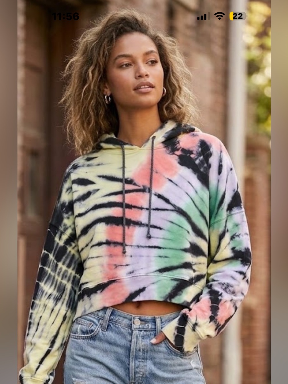 Daydreamer Tie-Dye Cropped Hoodie in Pastel Mix. NWT
